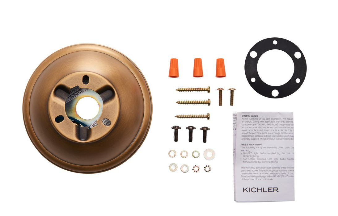 Kichler 337008NBR Flush Mount Kit, Natural Brass