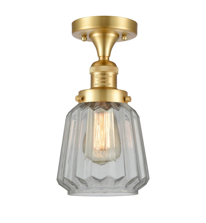 Innovations 517-1CH-SG-G142 One Light Semi-Flush Mount, Satin Gold