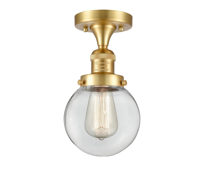 Innovations 517-1CH-SG-G202-6 One Light Semi-Flush Mount, Satin Gold