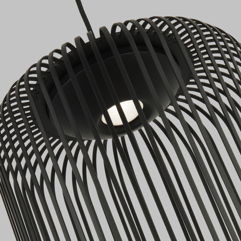 Visual Comfort Modern 700TDKAI1B-LED930 LED Pendant, Nightshade Black