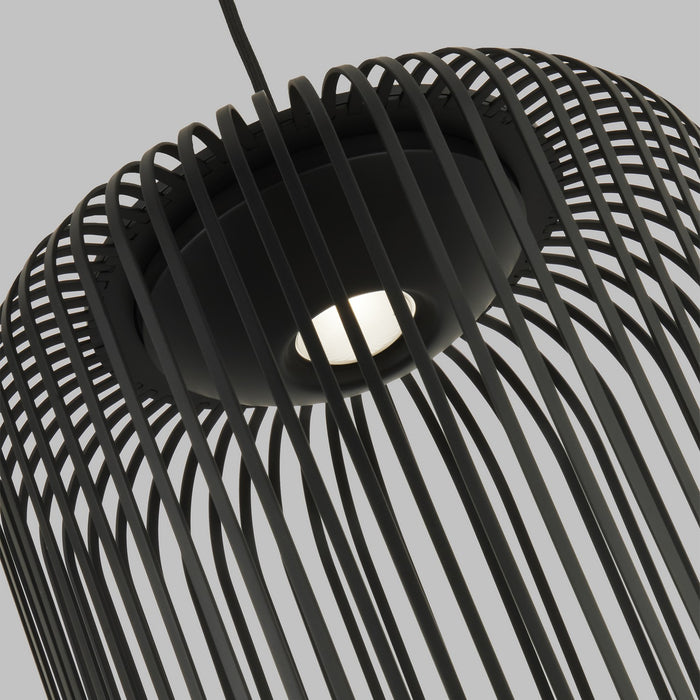 Visual Comfort Modern 700TDKAI1B-LED930 LED Pendant, Nightshade Black