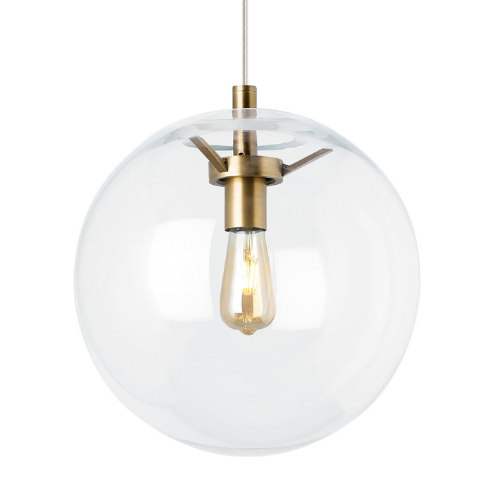 Visual Comfort Modern 700TDPLNPCR One Light Pendant, Aged Brass