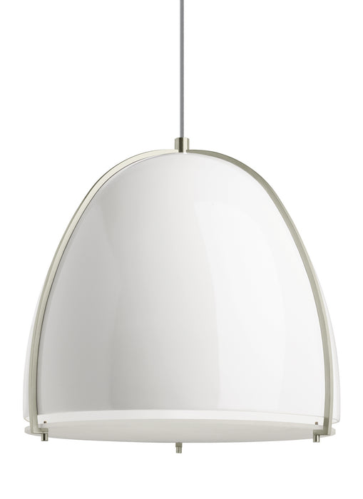 Visual Comfort Modern 700TDPRVPWW-LED927 LED Pendant, Gloss White/Satin Nickel