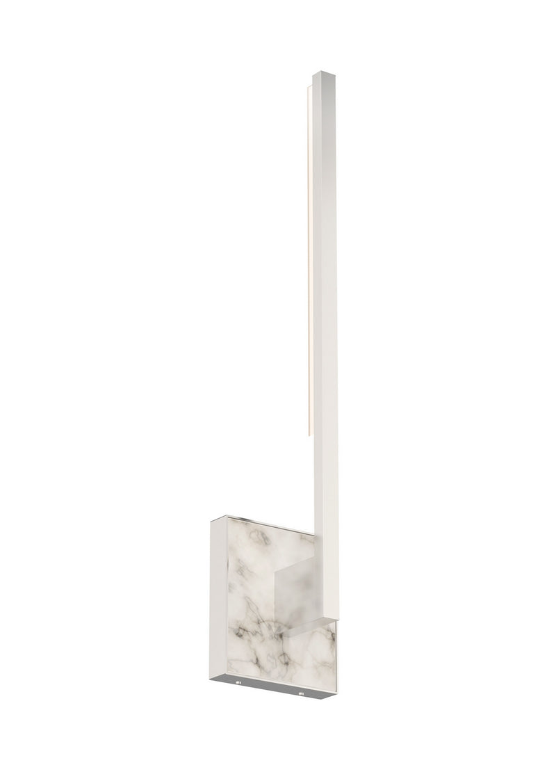Visual Comfort Modern 700WSKLE20N-LED930 LED Wall Sconce, Polished Nickel/White Marble