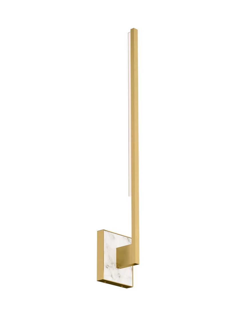 Visual Comfort Modern 700WSKLE30NB-LED930 LED Wall Mount, Natural Brass/White Marble