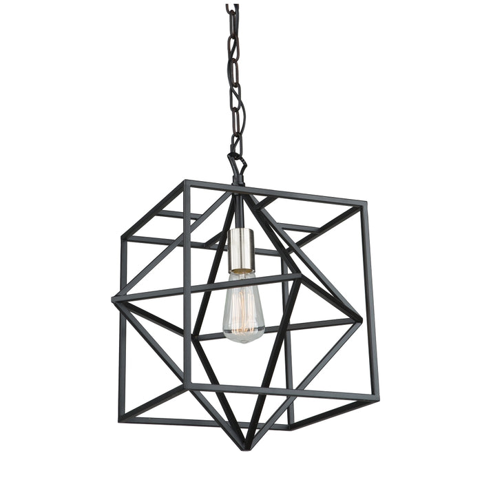 Artcraft AC11201PN One Light Pendant, Matte Black & Polished Nickel