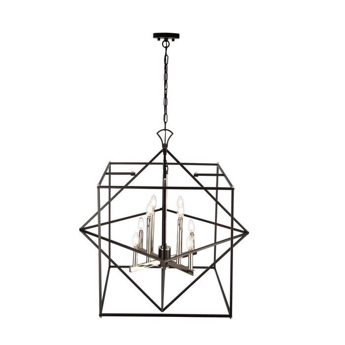 Artcraft AC11208PN Eight Light Chandelier, Matte Black & Polished Nickel