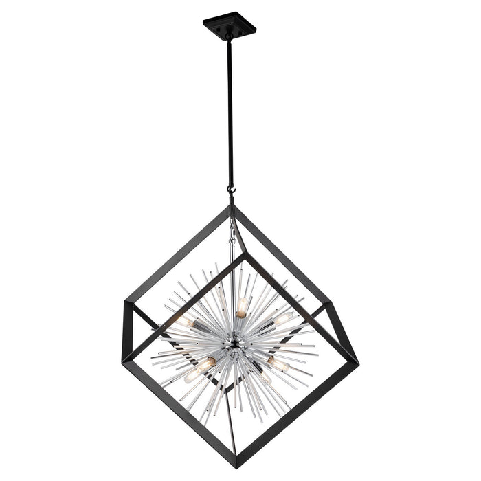 Artcraft AC11440CH Eight Light Chandelier, Matte Black & Chrome