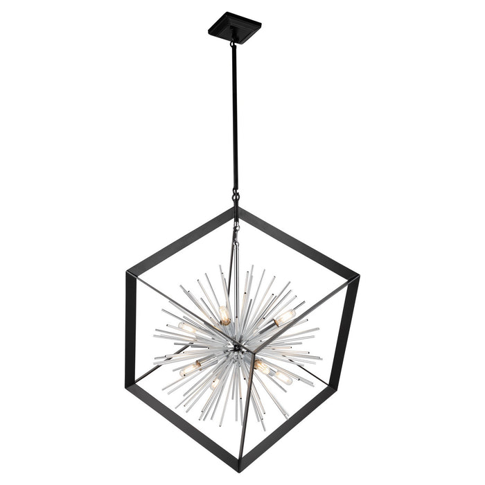 Artcraft AC11440CH Eight Light Chandelier, Matte Black & Chrome