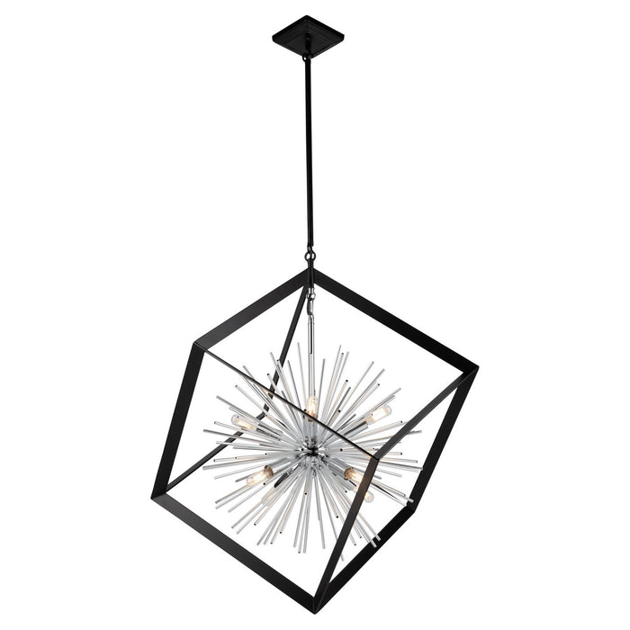 Artcraft AC11440CH Eight Light Chandelier, Matte Black & Chrome