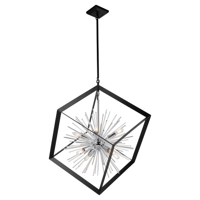 Artcraft AC11440CH Eight Light Chandelier, Matte Black & Chrome