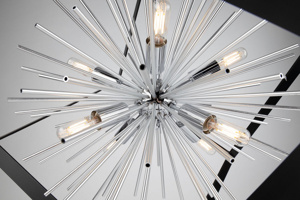 Artcraft AC11440CH Eight Light Chandelier, Matte Black & Chrome