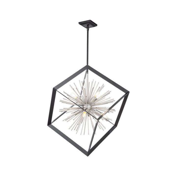 Artcraft AC11440CH Eight Light Chandelier, Matte Black & Chrome