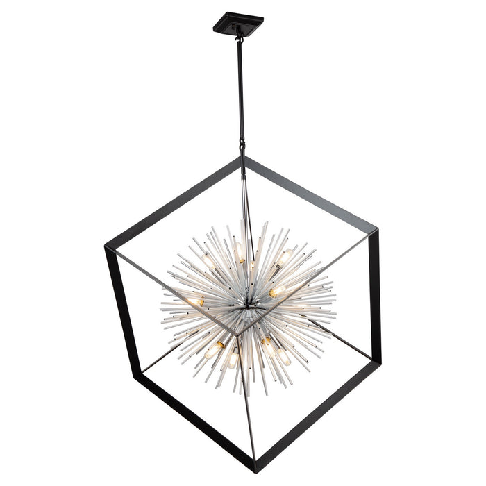 Artcraft AC11441CH 12 Light Chandelier, Matte Black & Chrome