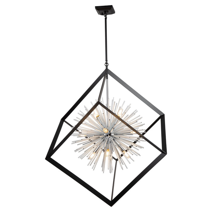 Artcraft AC11441CH 12 Light Chandelier, Matte Black & Chrome