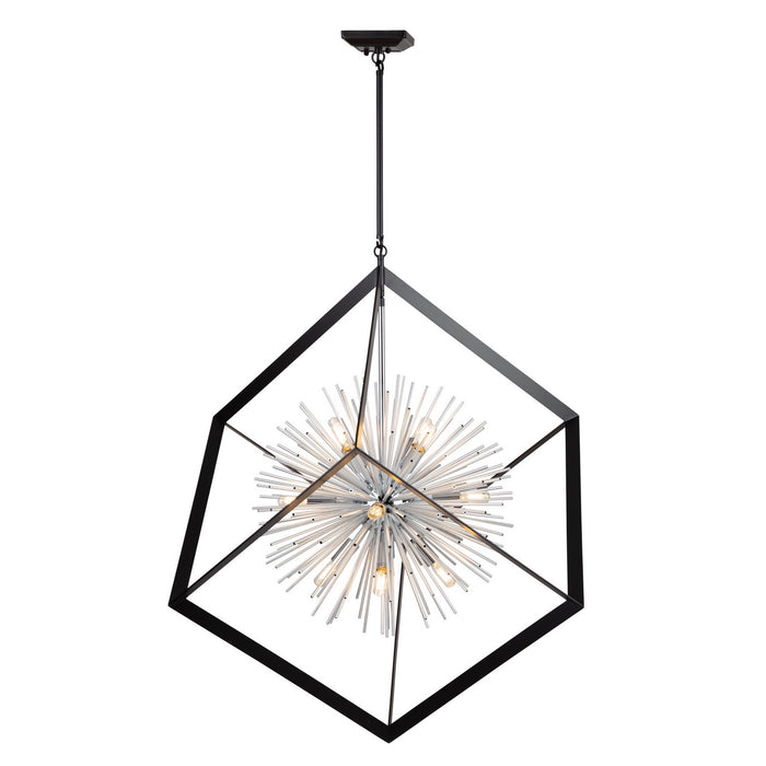 Artcraft AC11441CH 12 Light Chandelier, Matte Black & Chrome
