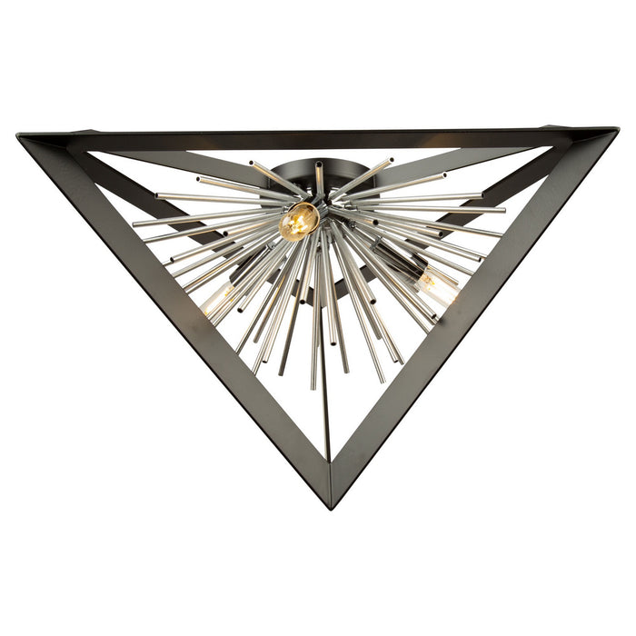 Artcraft AC11442CH Three Light Flush Mount, Matte Black & Chrome
