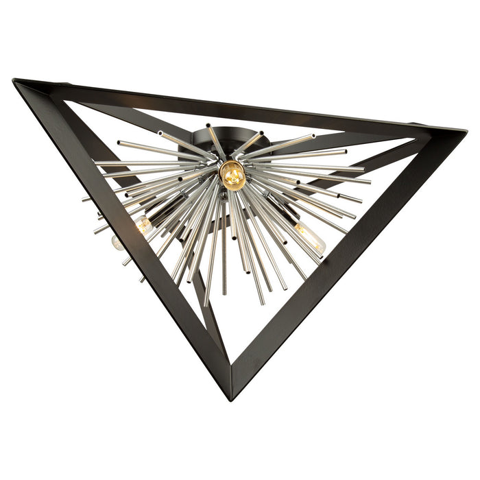 Artcraft AC11442CH Three Light Flush Mount, Matte Black & Chrome