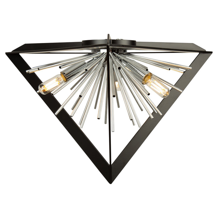 Artcraft AC11442CH Three Light Flush Mount, Matte Black & Chrome