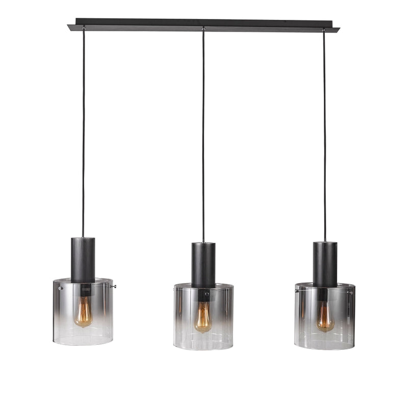 Artcraft AC11522SM Three Light Island Pendant, Satin Black & Smoke Glass