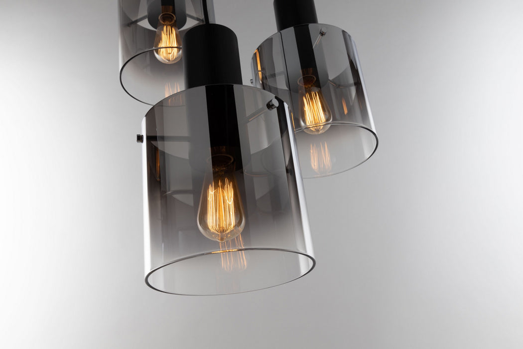 Artcraft AC11523SM Three Light Chandelier, Satin Black & Smoke Glass