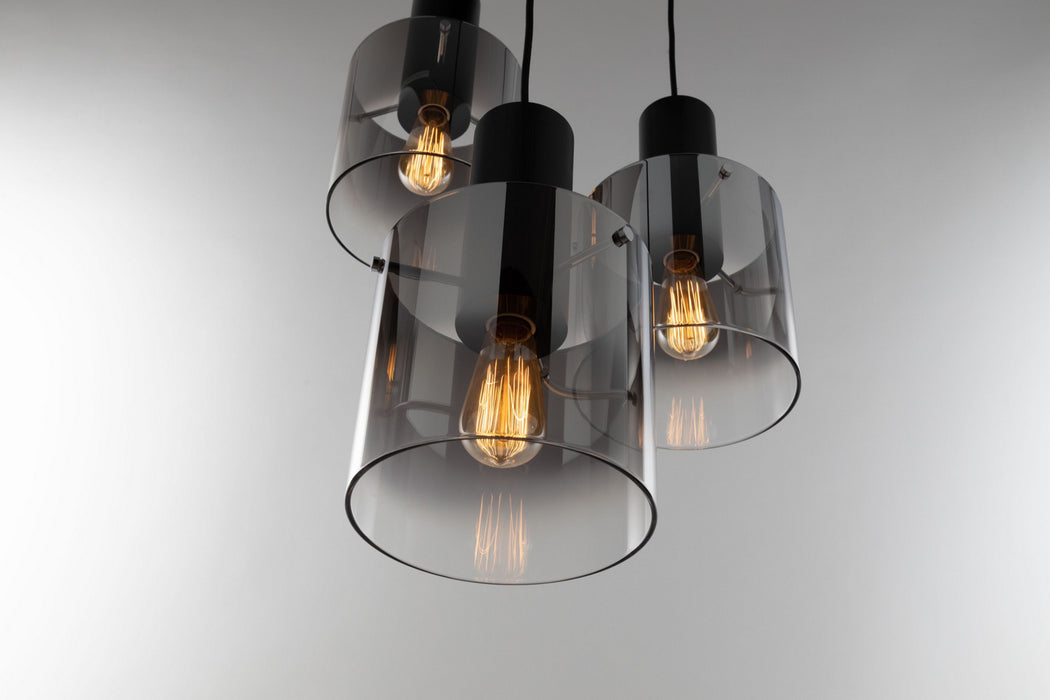 Artcraft AC11523SM Three Light Chandelier, Satin Black & Smoke Glass