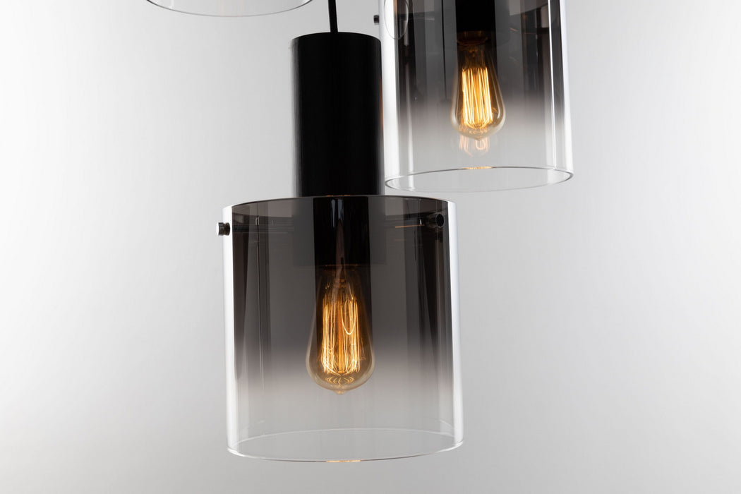 Artcraft AC11523SM Three Light Chandelier, Satin Black & Smoke Glass