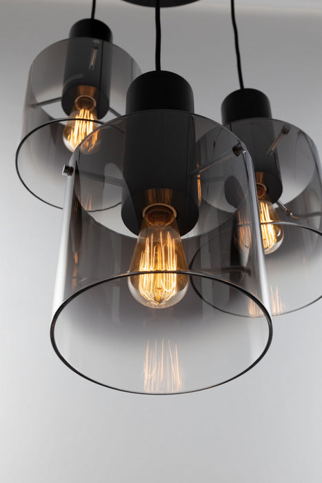 Artcraft AC11523SM Three Light Chandelier, Satin Black & Smoke Glass