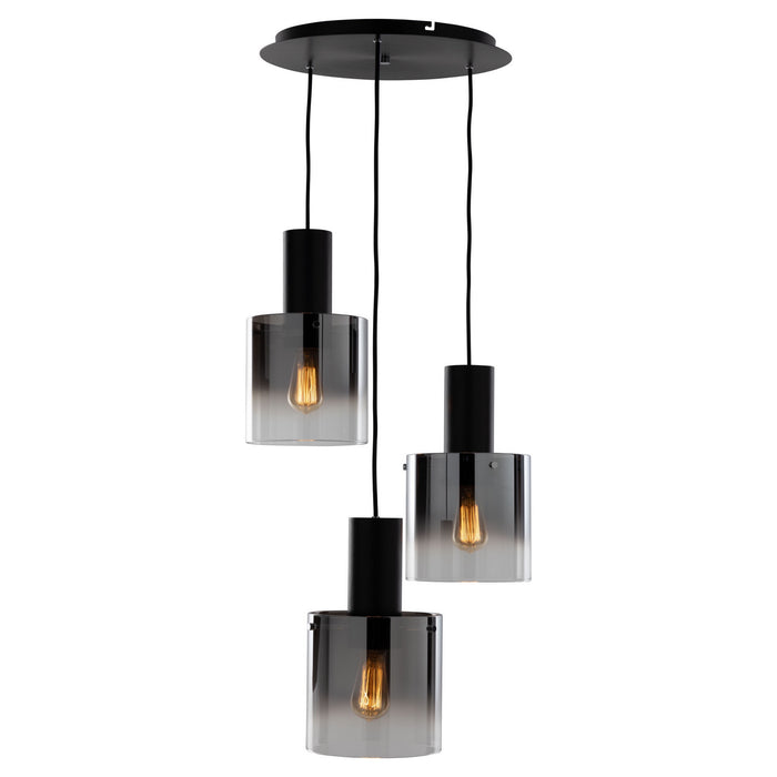 Artcraft AC11523SM Three Light Chandelier, Satin Black & Smoke Glass