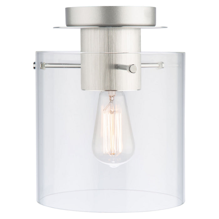 Artcraft AC11524CL Three Light Flush Mount, Brushed Aluminum & Clear Glass