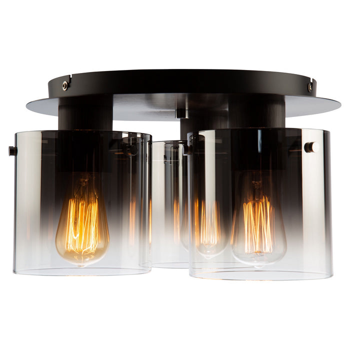 Artcraft AC11524SM Three Light Flush Mount, Satin Black & Smoke Glass