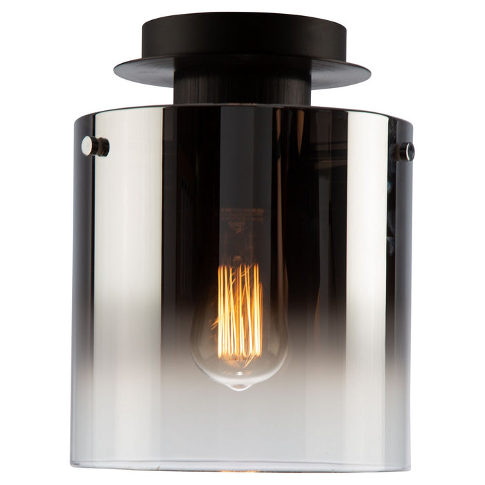 Artcraft AC11524SM Three Light Flush Mount, Satin Black & Smoke Glass