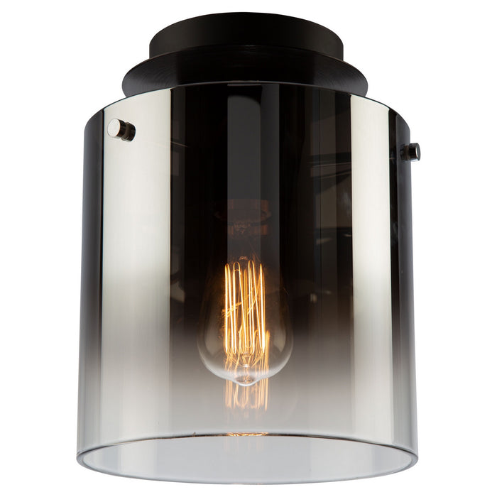 Artcraft AC11524SM Three Light Flush Mount, Satin Black & Smoke Glass