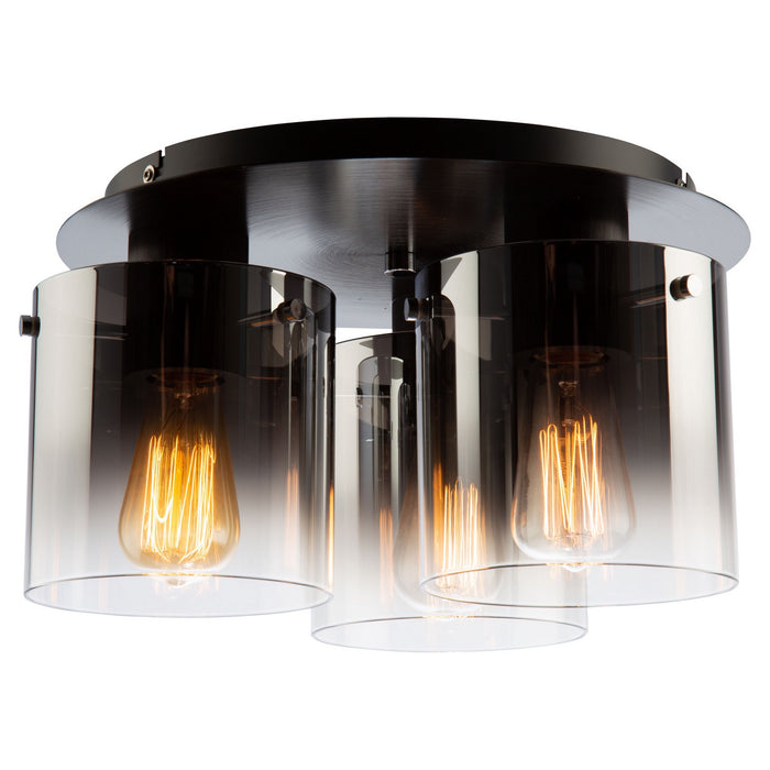 Artcraft AC11524SM Three Light Flush Mount, Satin Black & Smoke Glass