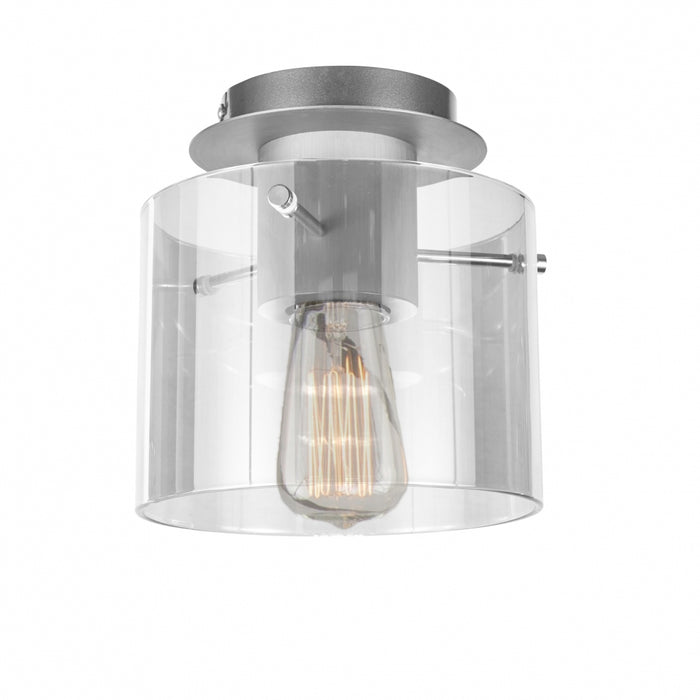 Artcraft AC11525CL One Light Flush Mount, Brushed Aluminum & Clear Glass