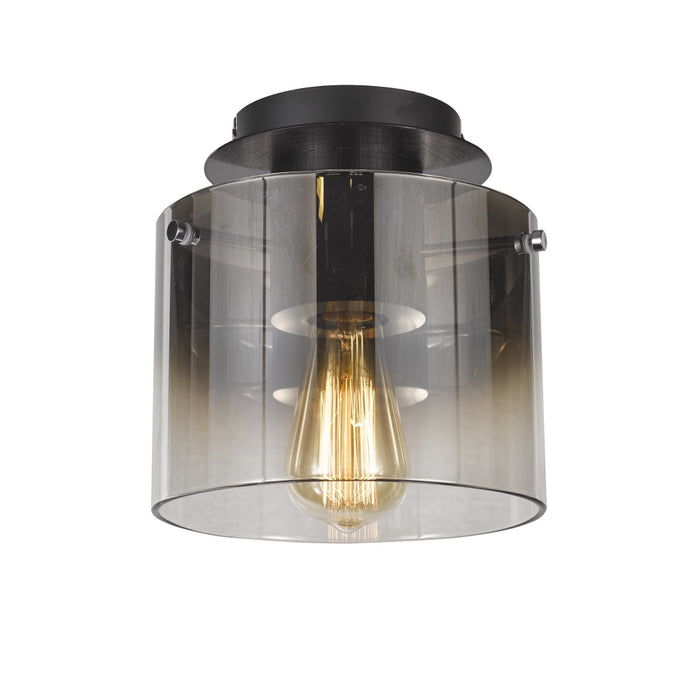 Artcraft AC11525SM One Light Flush Mount, Satin Black & Smoke Glass