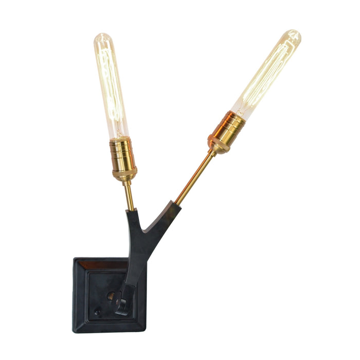 Artcraft AC11532 Two Light Wall Mount, Black & Harvest Brass