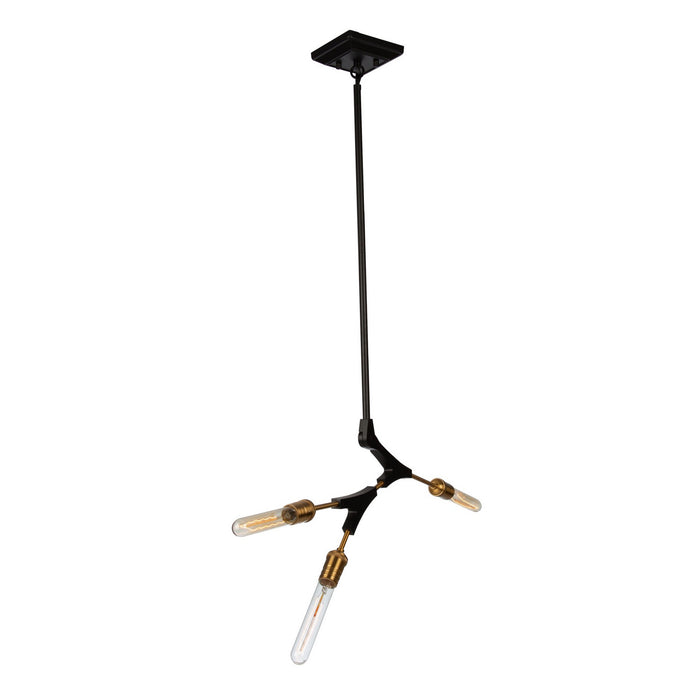 Artcraft AC11533 Three Light Chandelier, Black & Harvest Brass