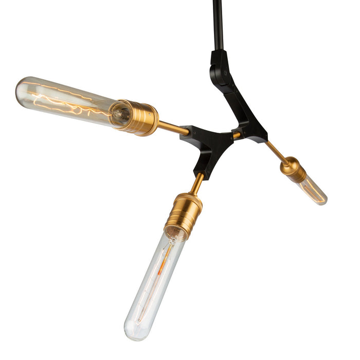 Artcraft AC11533 Three Light Chandelier, Black & Harvest Brass