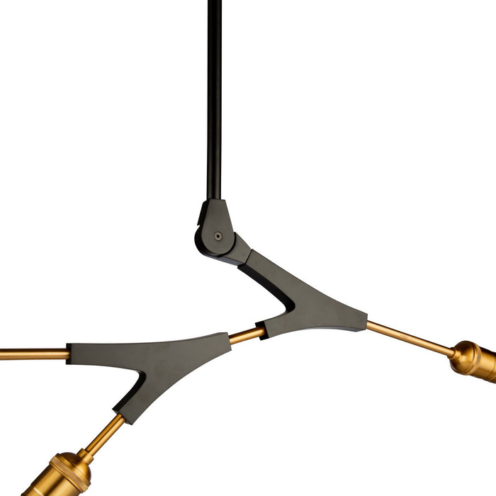 Artcraft AC11533 Three Light Chandelier, Black & Harvest Brass