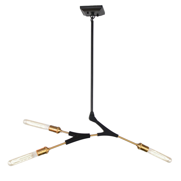 Artcraft AC11533 Three Light Chandelier, Black & Harvest Brass