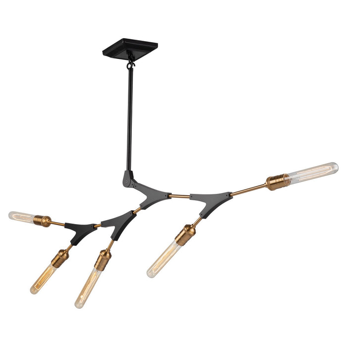Artcraft AC11535 Five Light Chandelier, Black & Harvest Brass