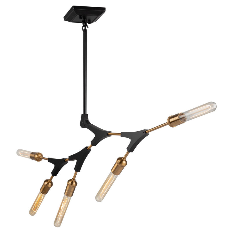 Artcraft AC11535 Five Light Chandelier, Black & Harvest Brass