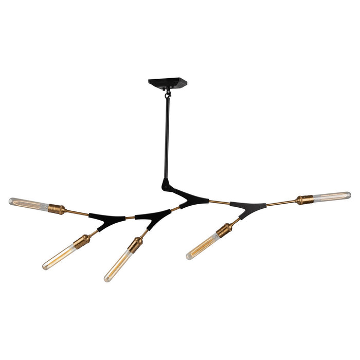 Artcraft AC11535 Five Light Chandelier, Black & Harvest Brass