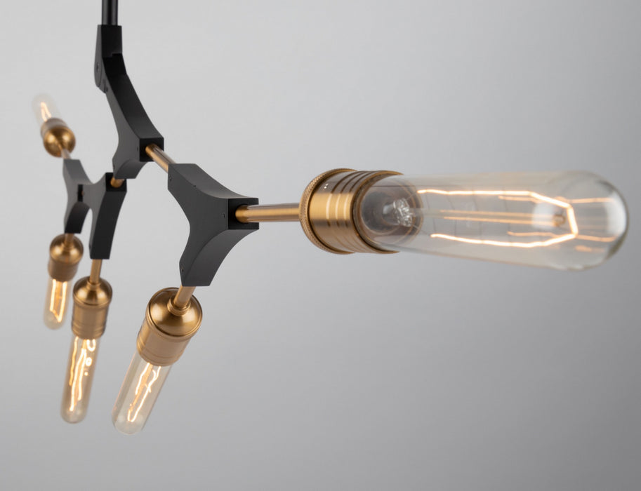 Artcraft AC11535 Five Light Chandelier, Black & Harvest Brass