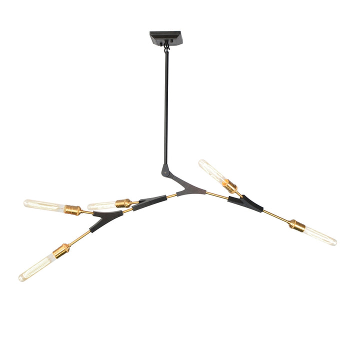 Artcraft AC11535 Five Light Chandelier, Black & Harvest Brass