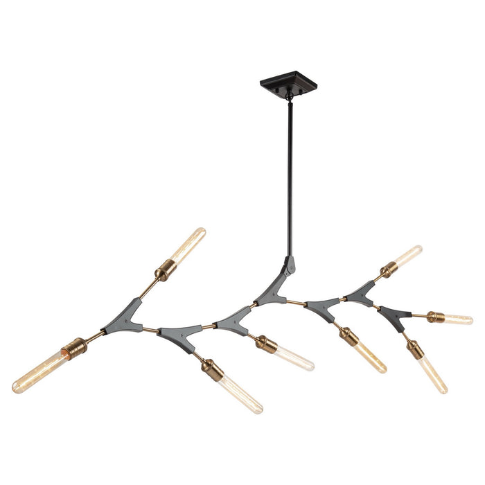 Artcraft AC11538 Eight Light Chandelier, Black & Harvest Brass