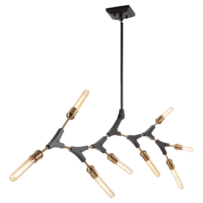 Artcraft AC11538 Eight Light Chandelier, Black & Harvest Brass