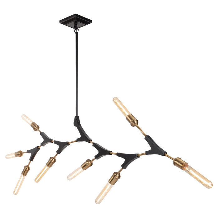 Artcraft AC11538 Eight Light Chandelier, Black & Harvest Brass