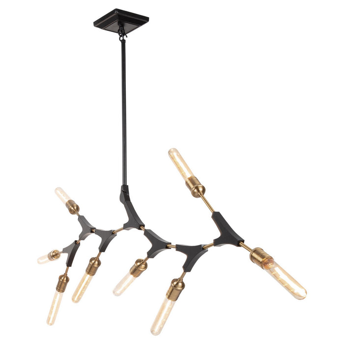 Artcraft AC11538 Eight Light Chandelier, Black & Harvest Brass